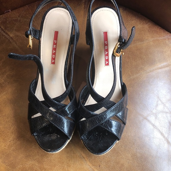 Prada Black Strappy Heels - Picture 1 of 3